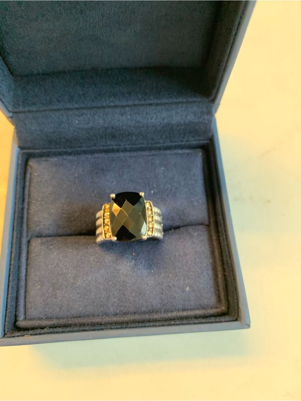 Effy Sterling Silver and 18 kt gold Black onyx Cushion-Cut Ring